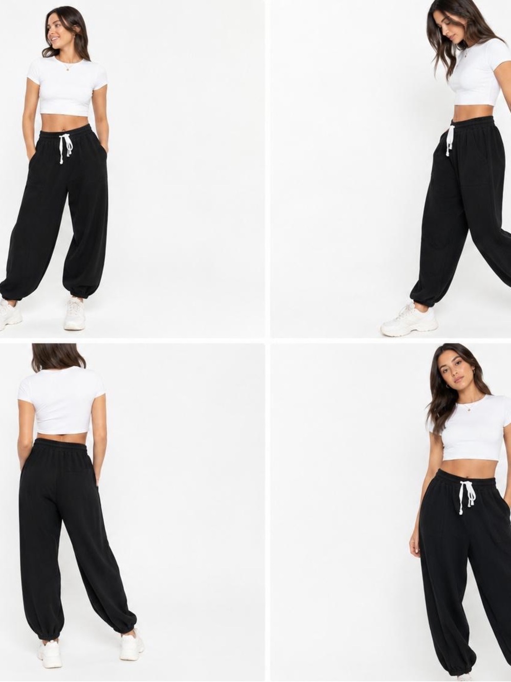 Cider Black Elastic Waist Joggers with Drawstring